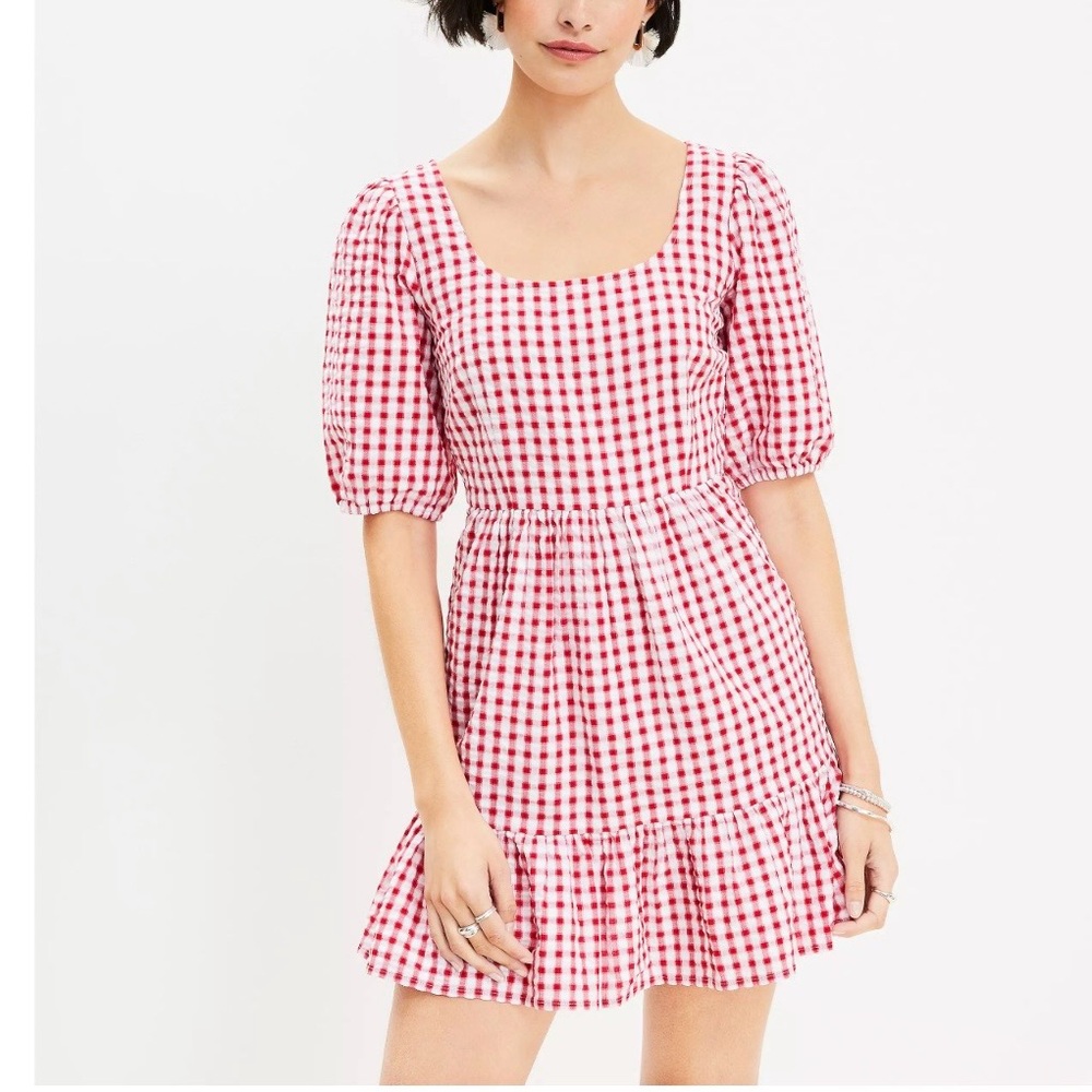 LOFT Red Gingham Kids Dress